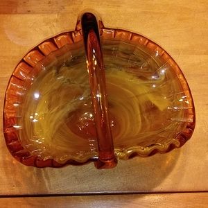 COPY - CARNIVAL GLASS VINTAGE BASKET DISH